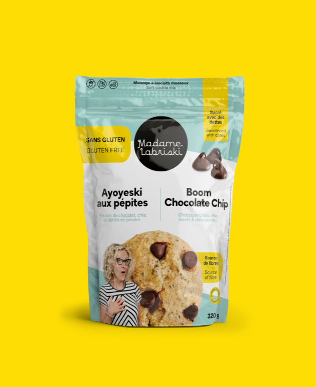 Mélanges è biscuits santé SANS GLUTEN Ayoyeski aux pépites de Madame Labriski. Donne 12 à 15 biscuits