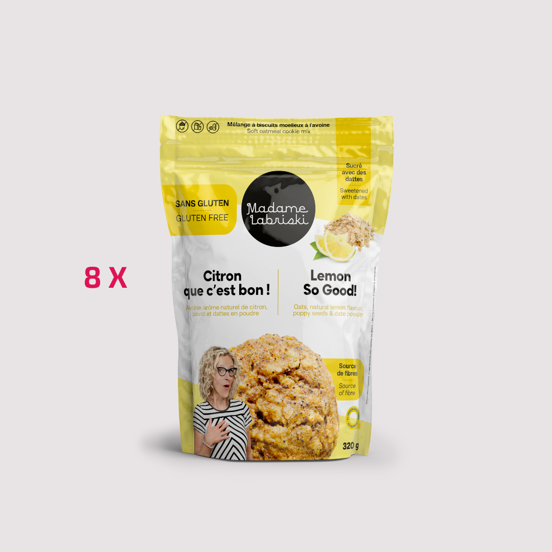 8 x sac de mélanges à biscuits santé SANS GLUTEN Citron que c'est bon! Madame Labriski c'est une caisse et ça vaut la peine.