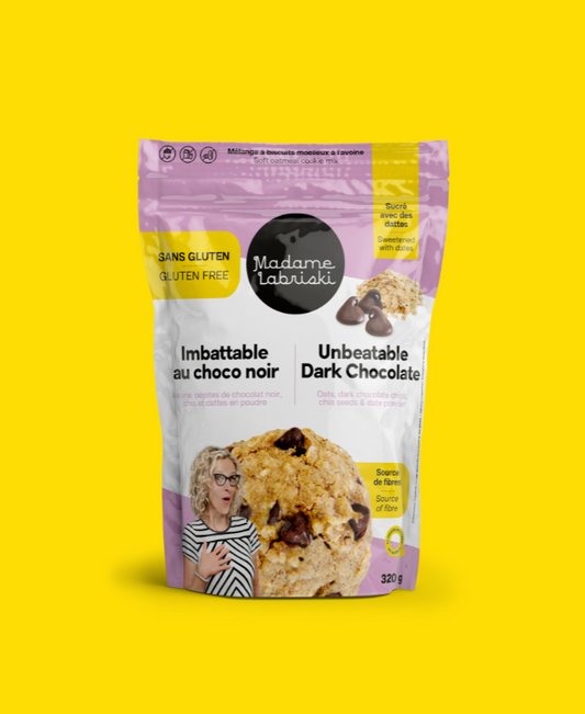 Mélanges à biscuits santé SANS GLUTEN Imbattable au choco noir de Madame Labriski. Donne 12 à 15 biscuits