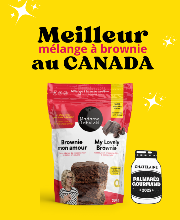Le mélange à brownie moelleux santé de Madame Labriski couronnée meilleur de sa catégorie au palmarès gourmand du magazine Châtelaine.