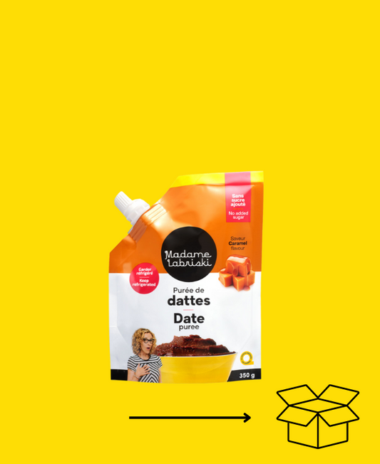 Optez pour une caisse de purée de dattes, c'est avantageux. Profitez-en ! Celle au caramel est incroyablement délicieuse.