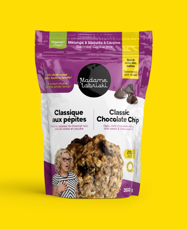 Mélanges è biscuits santé et VÉGANE Classique aux pépites de Madame Labriski. Donne 12 à 15 biscuits