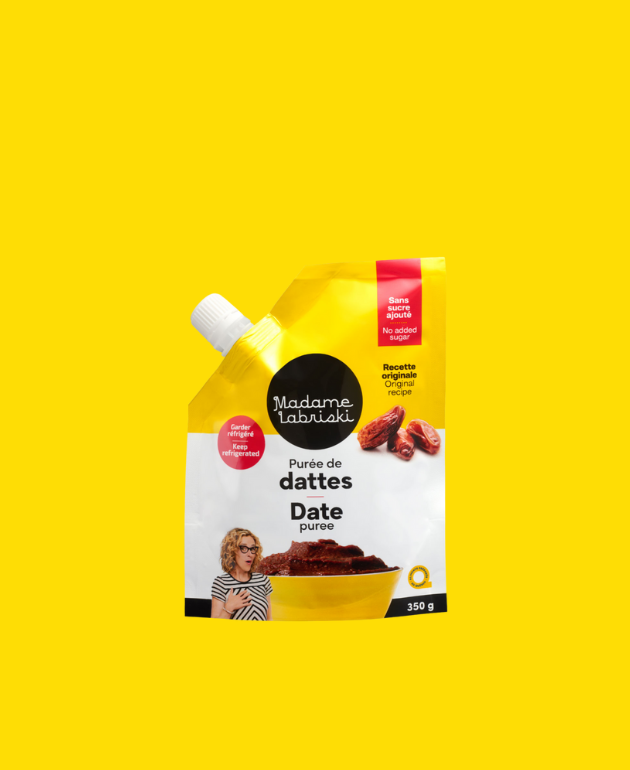 Profitez des bienfaits des dattes avec la purée de dattes originale Madame Labriski. Riche en fibres, la purée est onctueuses et permet de sucrer dans culpabilité.