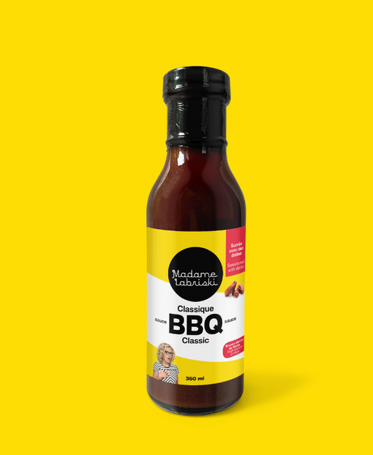 Sauces BBQ santé : La classique avec son petit goût de fumée de noyer. Avec ces 4 g de fibres par portion et le fait qu'elle soit 25 % moins de sodium : on l'adore.