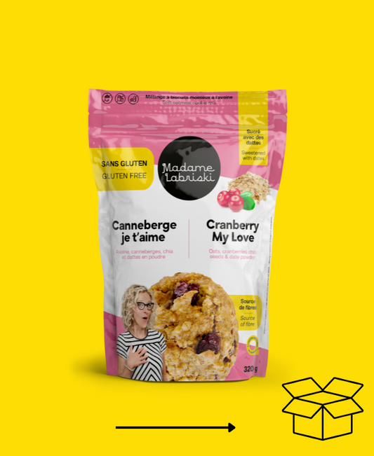 Wow! une réserve de mélanges è biscuits santé SANS GLUTEN Canneberge je t'aime Madame Labriski, c'est génial.