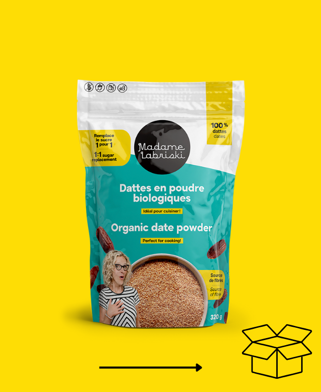 8 x sac de Dattes en poudre bio Madame Labriski c'est une caisse et ça vaut la peine. 