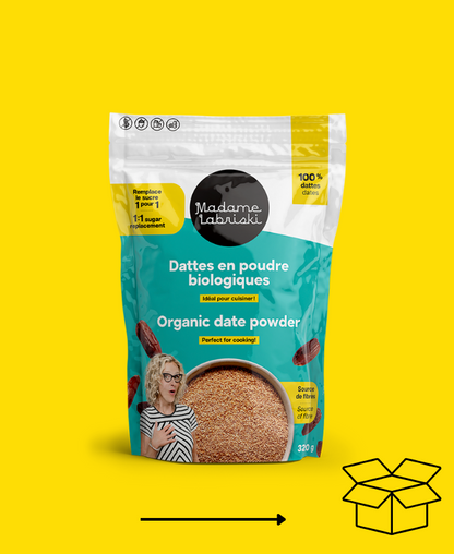 8 x sac de Dattes en poudre bio Madame Labriski c'est une caisse et ça vaut la peine. 