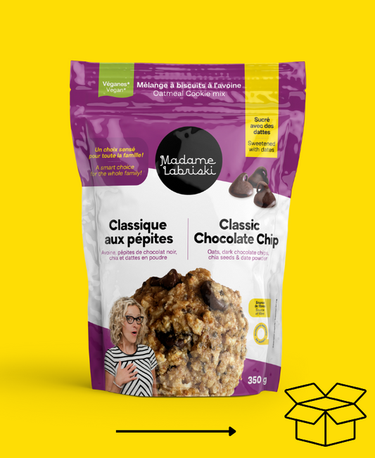 Wow! une réserve de mélanges à biscuits à l'avoine Classique aux pépites de Madame Labriski, c'est génial.
