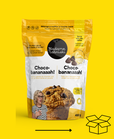 Wow! une réserve de mélanges à muffins à l'avoine Choco-bananes Madame Labriski, c'est génial. 