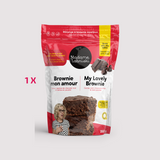 Mélanges à brownie moelleux Brownie mon amour. Préparation sans allergènes, sans sucre raffiné ajouté et riche en fibres. Produit de l'épicerie santé en ligne de Madame Labriski. Disponible à l'unité.