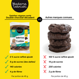 Fiche comparative des galettes véganes santé Double chocolat décadent de Madame Labriski comparé avec les préparations des marques connues.