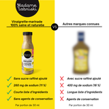 Fiche comparative de la vinaigrette-marinade Citronnée santé Madame Labriski et ceux des marques connues.