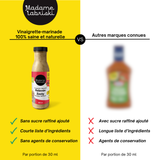 Fiche comparative de la vinaigrette-marinade relevée santé Madame Labriski et ceux des marques connues. Le choix le plus... des produits Québécois. 