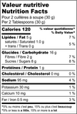 Tableau de valeur nutritive de la pâte à biscuits santé à manger crue ou cuite Avoinette et brisures de chocolat.